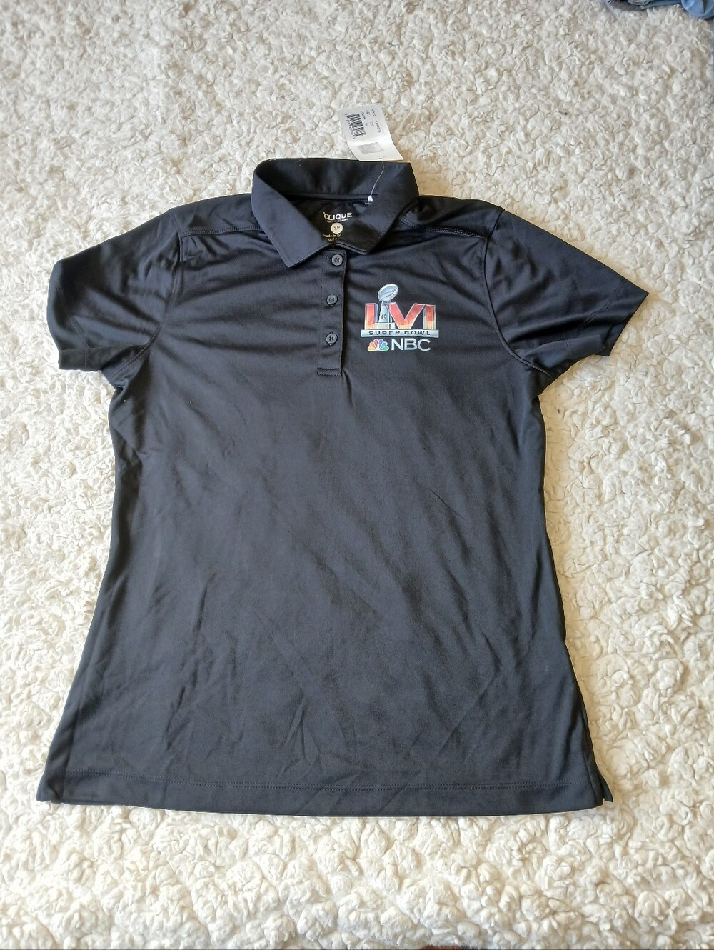 Super Bowl LVI NBC Black Polo Shirt Womens Small S Petite